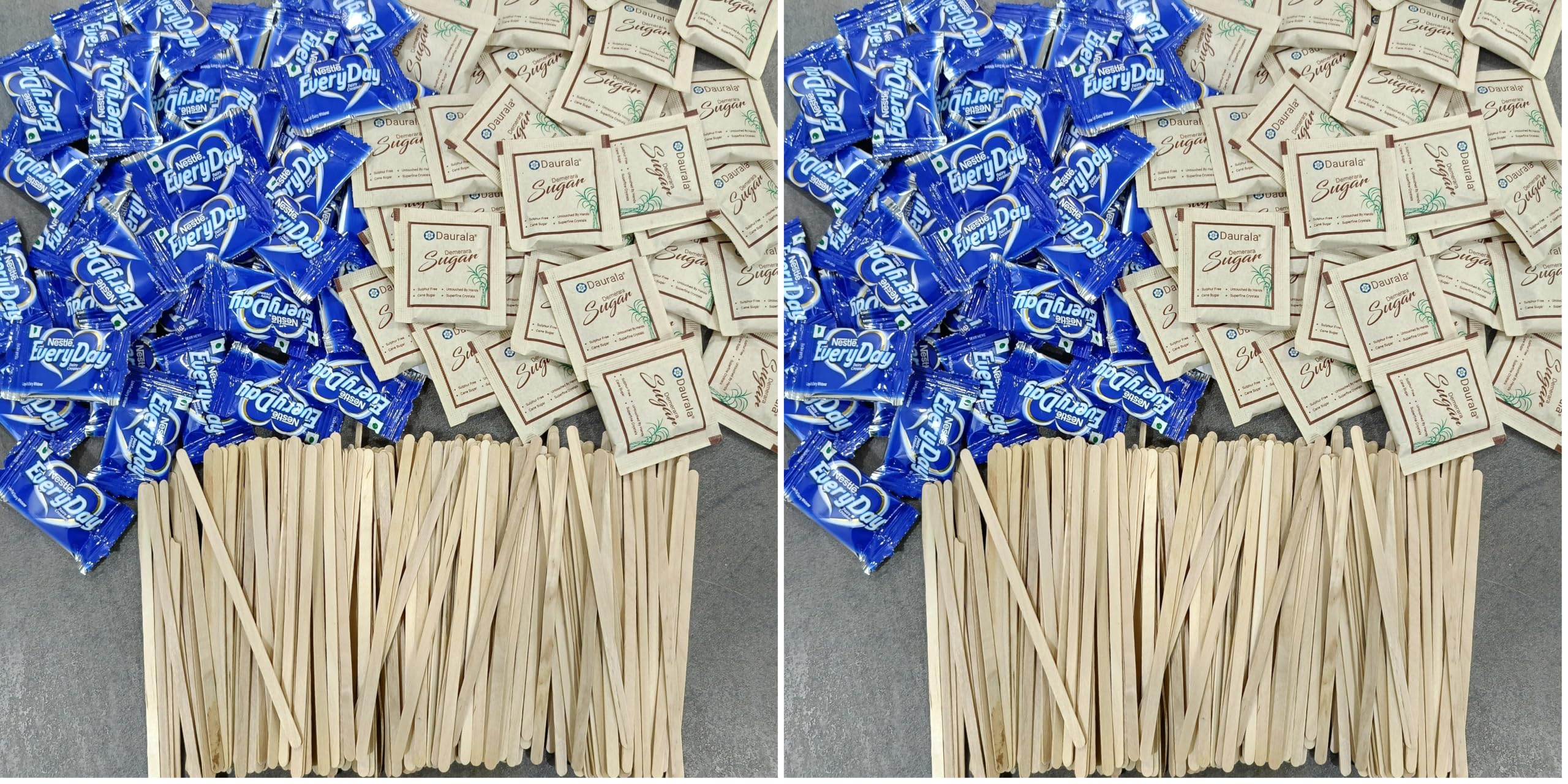 Daurala Demerara Sugar Sachets Combo With Everyday Dairy Creamer Sachets | Coffee Stir Sticks Wood Stirrers Combo | Stirrer Stick (50pcs), Daurala Sugar (50pcs), Creamer (50pcs) (Pack of 2)-image-35
