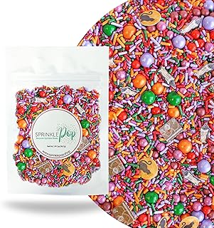 Sprinkle Pop Spell Bound Sprinkle Mix| Plum Red Orange Green Lavender Sprinkles| Halloween Sprinkles with ~10 Cat, Candle & Spell Book Wafer Paper Made in USA for Decorating Cake Cookies Cupcakes, 2oz