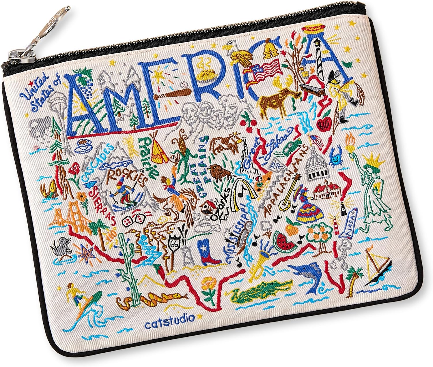 Catstudio Zipper Pouch, America Travel Toiletry Bag, 5 x 7, Ideal Patriotic Gift, Makeup Bag, Dog Treat Pouch, or Purse to Hold Phone, Organize Supplies for USA Lovers
