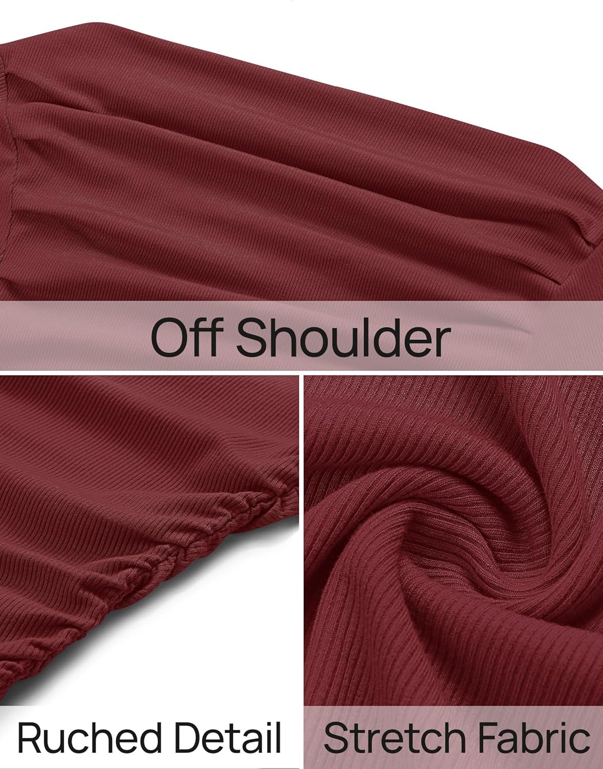 ZESICA Womens Off Shoulder Long Sleeve Tops 2026 Spring Casual Boat Neck Ruched Slim Fit Going Out Y2k Shirts Blouses - Image 6