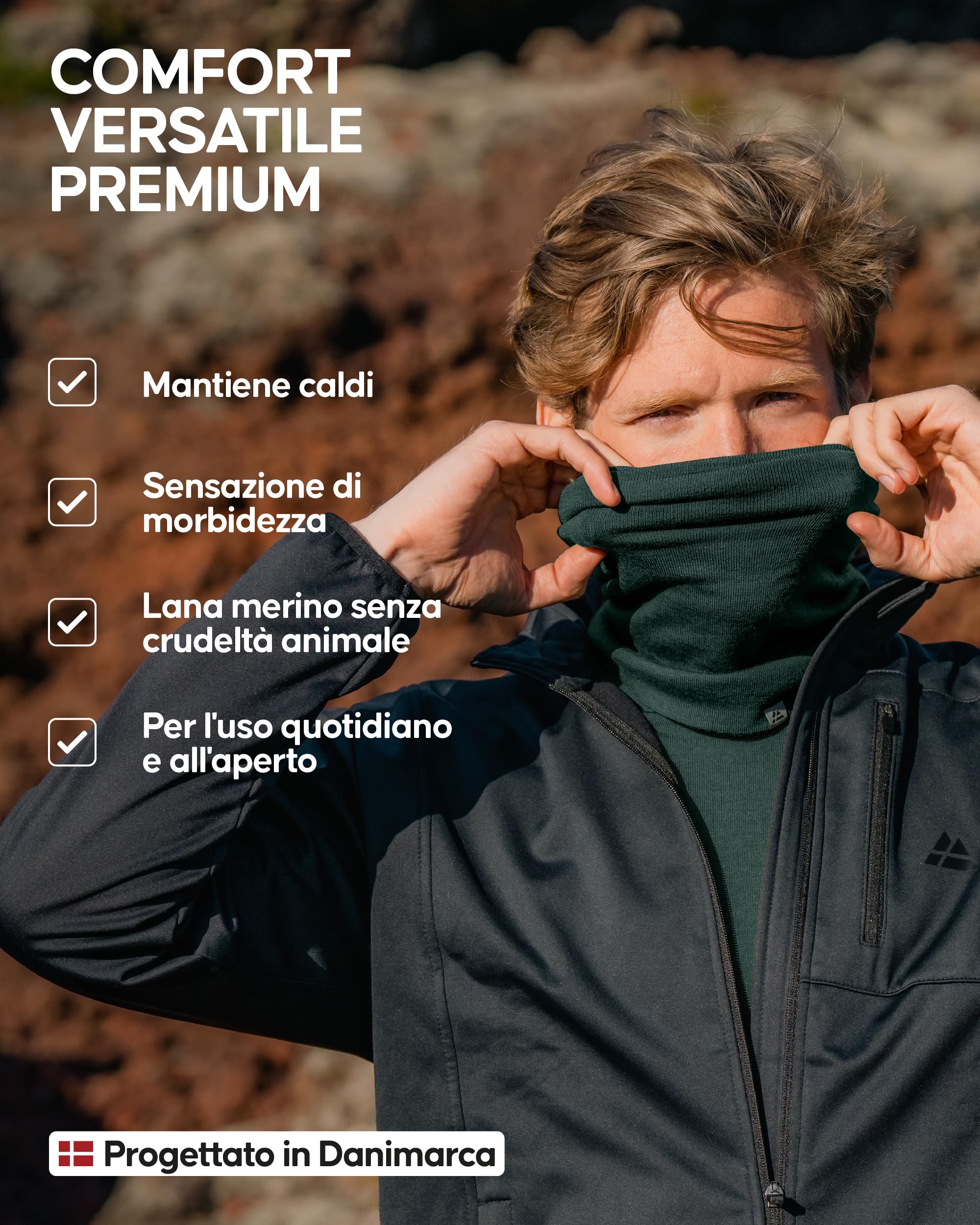DANISH ENDURANCE Scaldacollo in Lana Merino per Uomo e Donna, Copricollo, Sciarpa, Coprifaccia Sportivo