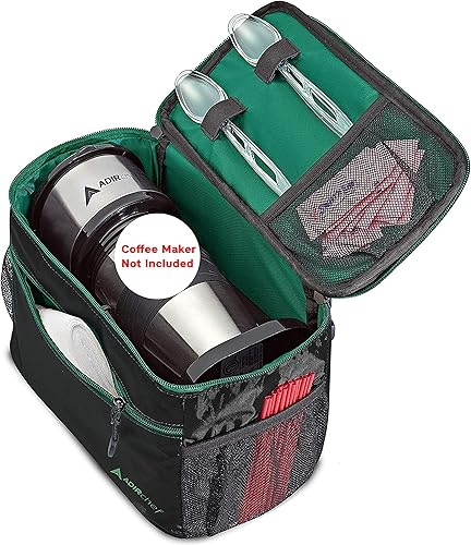 Adir Mini organizador de bolsa para cafetera de viaje de una sola porción portátil para viajes campamento bolsa de almuerzo de oficina para llevar y