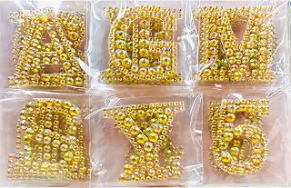 36 Pieces Gold Holographic Rhinestone Alphabet Large Letter Stickers Number Crystal Gem Self Adhesive Stickers for Art Crafts DIY Decors