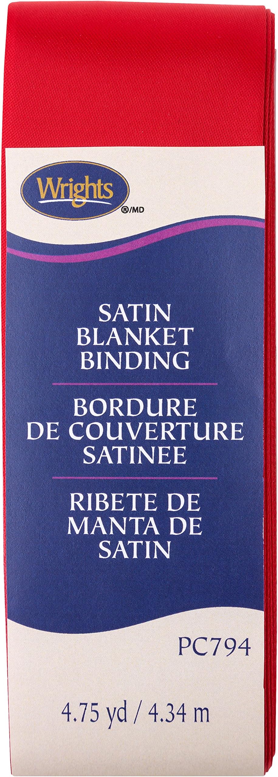 117794076 Single Fold Satin Blanket Binding, 2" X4-3/4 yd, Scarlet