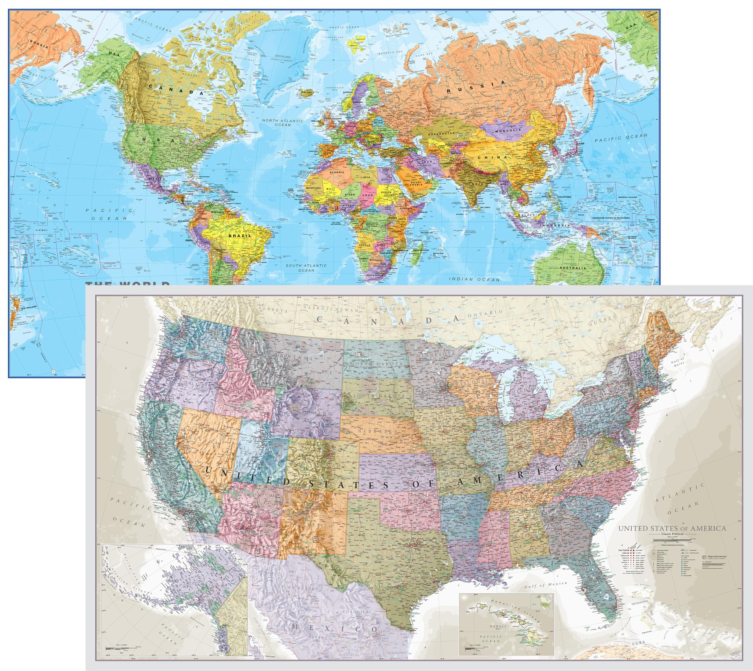 大型USA地図 外寸約1450mm x 1050mm Amazon.com: Maps International Giant Mega-Map of The World +