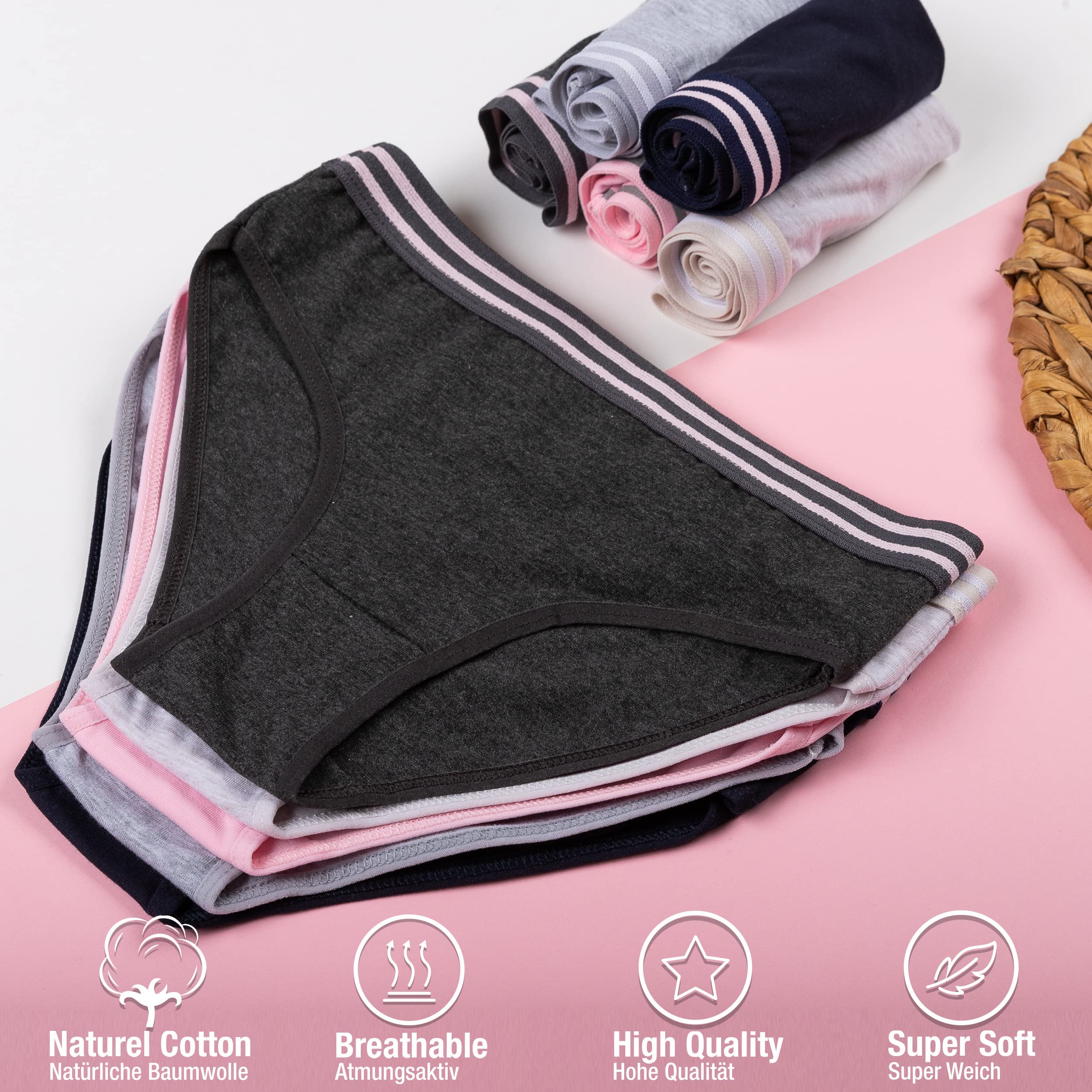 LOREZA ® 10 Braguitas de algodón para niña - Material cómodo y Suave - con Diferentes Motivos