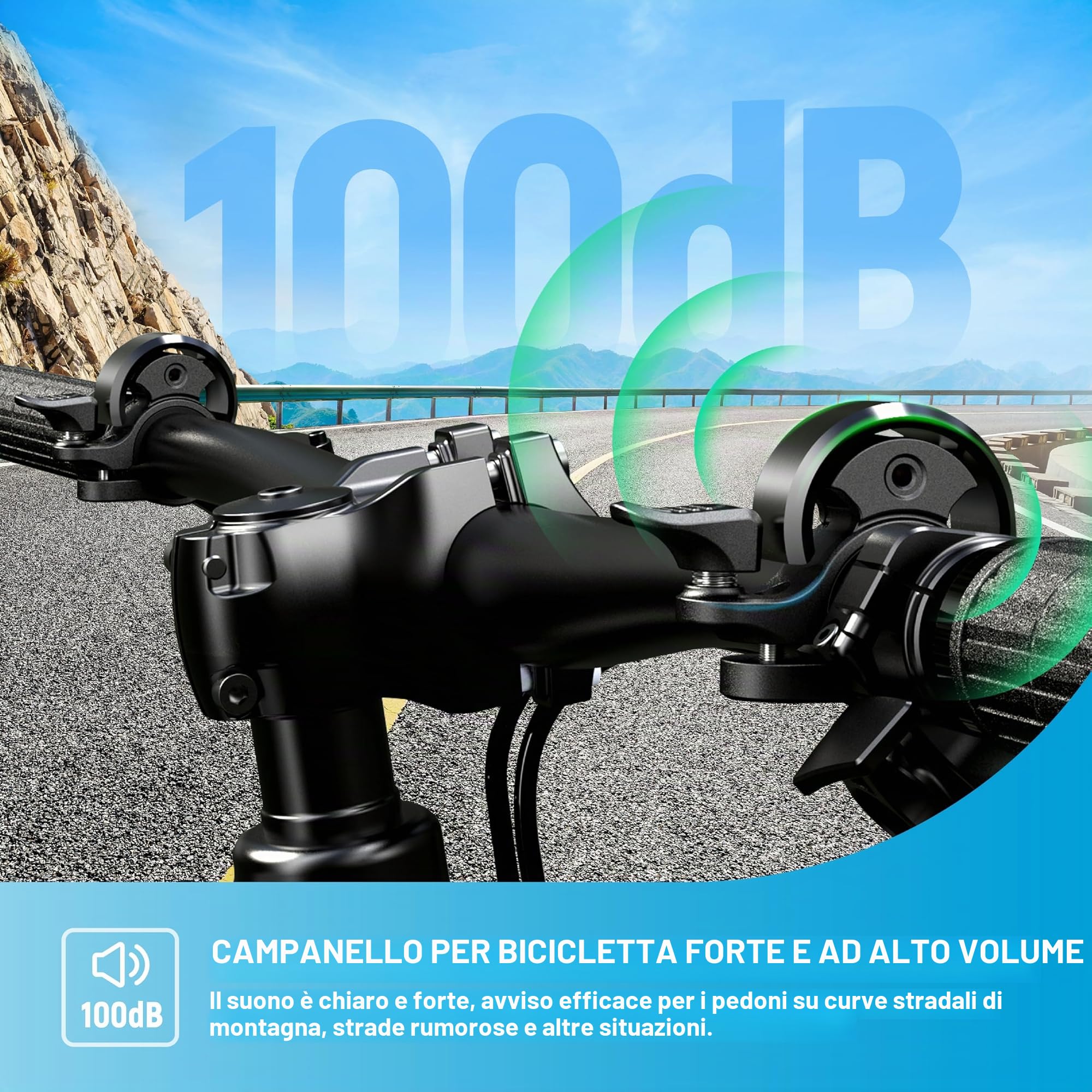 Greallthy Campanella per Bicicletta, Mini Campanello in Lega di Alluminio Super Loud, Nuovo Aggiornamento 2025 per MTB Bici da Corsa Ebike Mountainbike, Manubrio 19-25.4 mm.