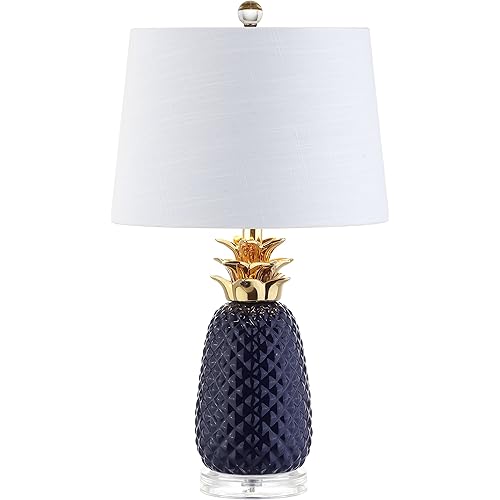 JONATHAN Y JYL4019A Pineapple 23" Ceramic LED Table Lamp Contemporary Transitional Bedside Desk Nightstand Lamp for Bedroom Living Room Office College Bookcase LED Bulb Included, Navy/Gold