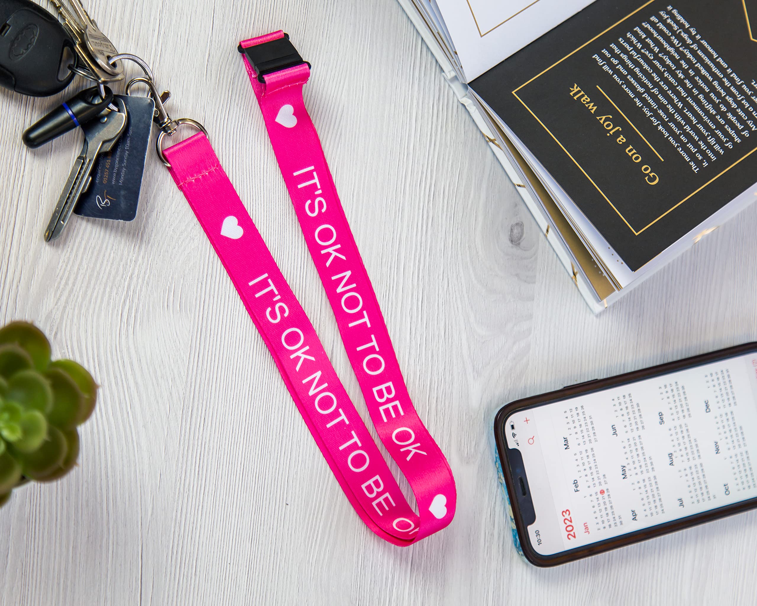 It's OK Not To Be OK Mental Health Awareness Lanyard Work ID Business Lanyards Men's Women's (Pink) - Image 3