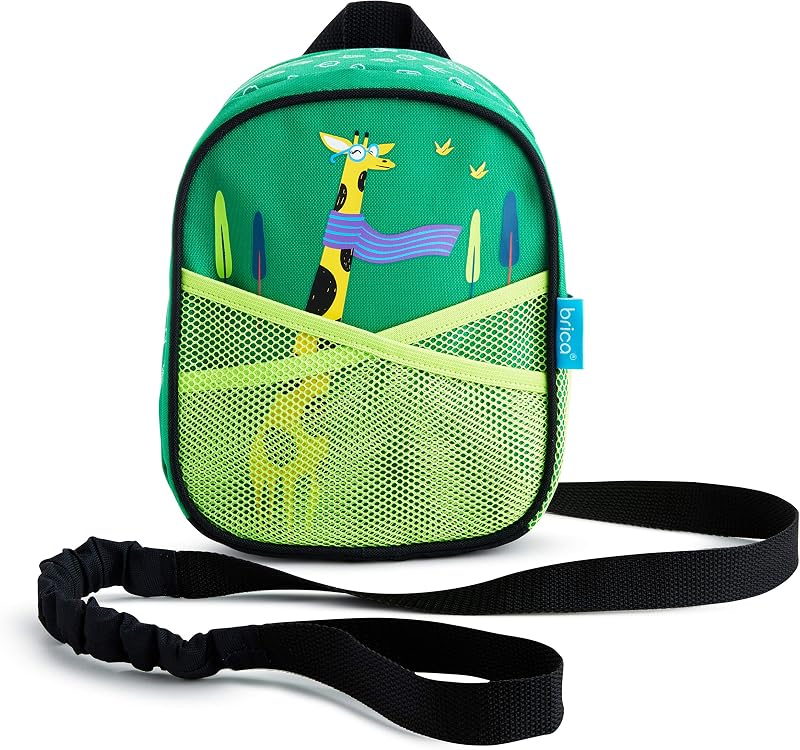 Brica® By-My-Side™ Mochila con arnés de seguridad para niños pequeños con correa, jirafa, verde