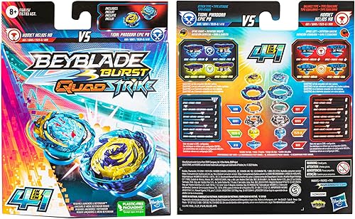 Miniatura 5 de Hasbro Beyblade Burst QuadStrike Komet Helios H8 y Tidal Pandora Epic P8 Spinning Top Paquete doble, 2 juegos de batalla para niños a partir de 8