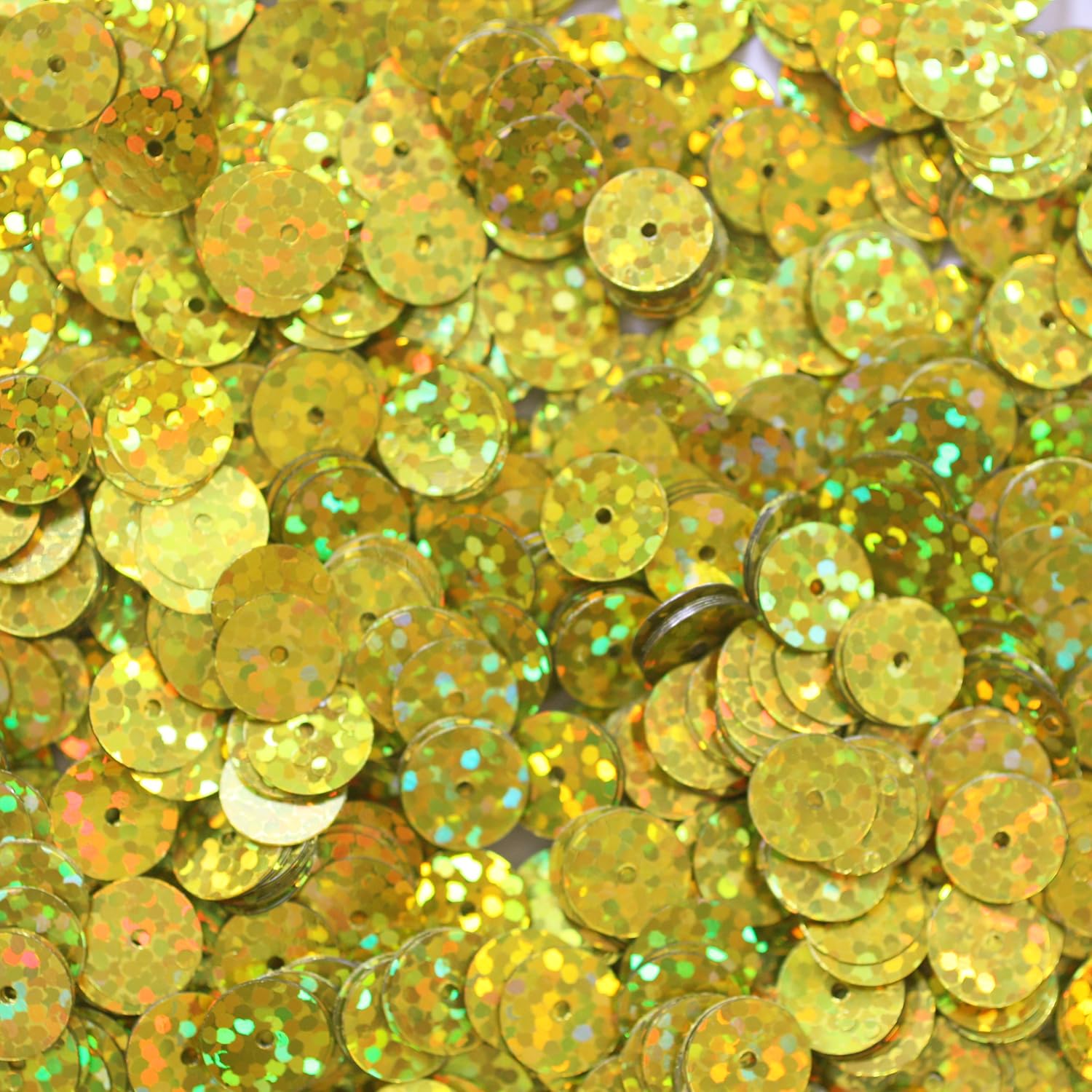 8mm FLAT SEQUINS PAILLETTES ~ Premium YELLOW Multi HOLOGRAM ~ Loose paillette sequins for embroidery