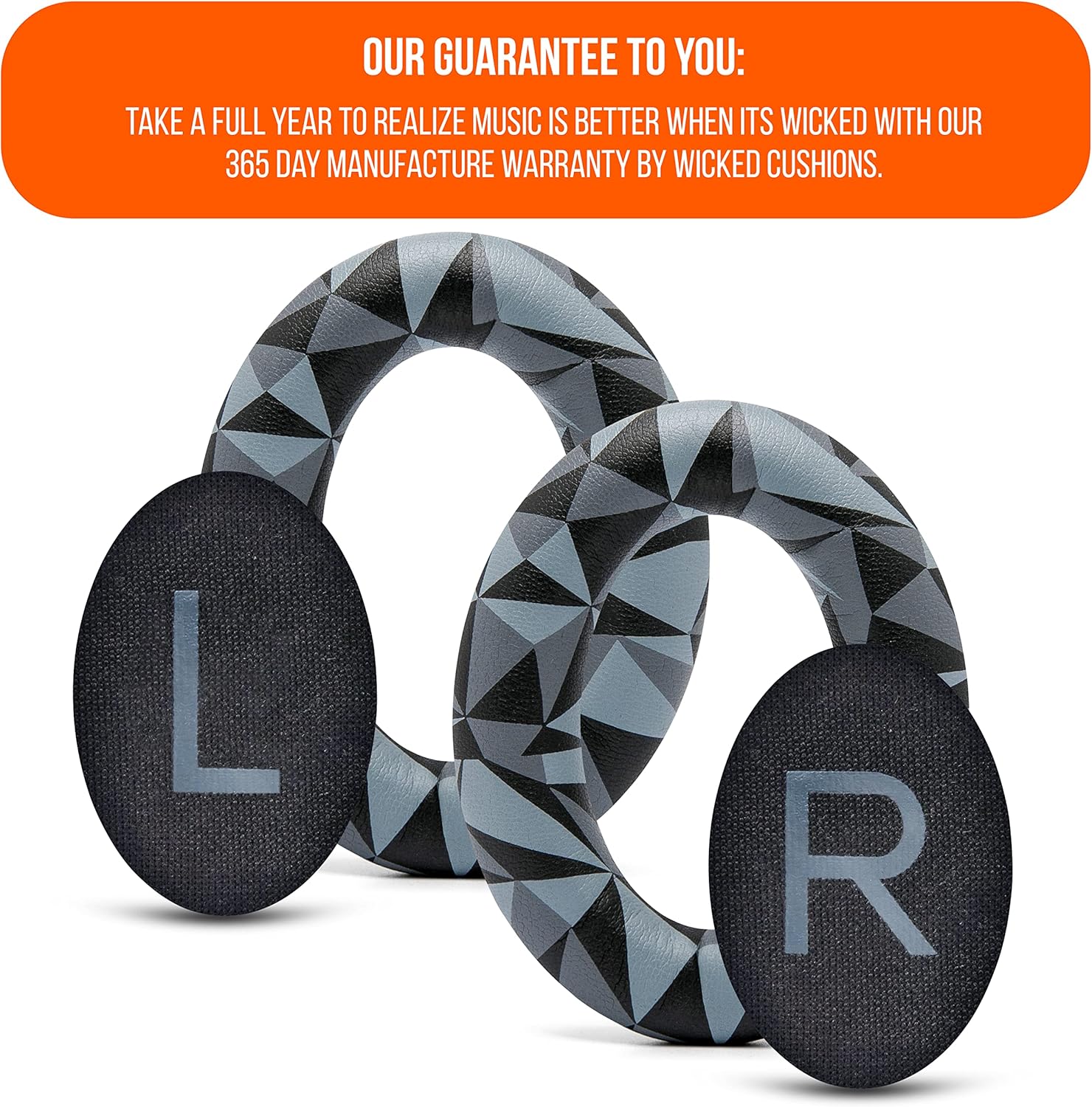 WC PadZ QC45 - Earpads for Bose QuietComfort 45 / QuietComfort Se/QuietComfort Wireless, Made by Wicked Cushions | Extra Thick Cushion | Premium Durable Stitching | Geo Grey