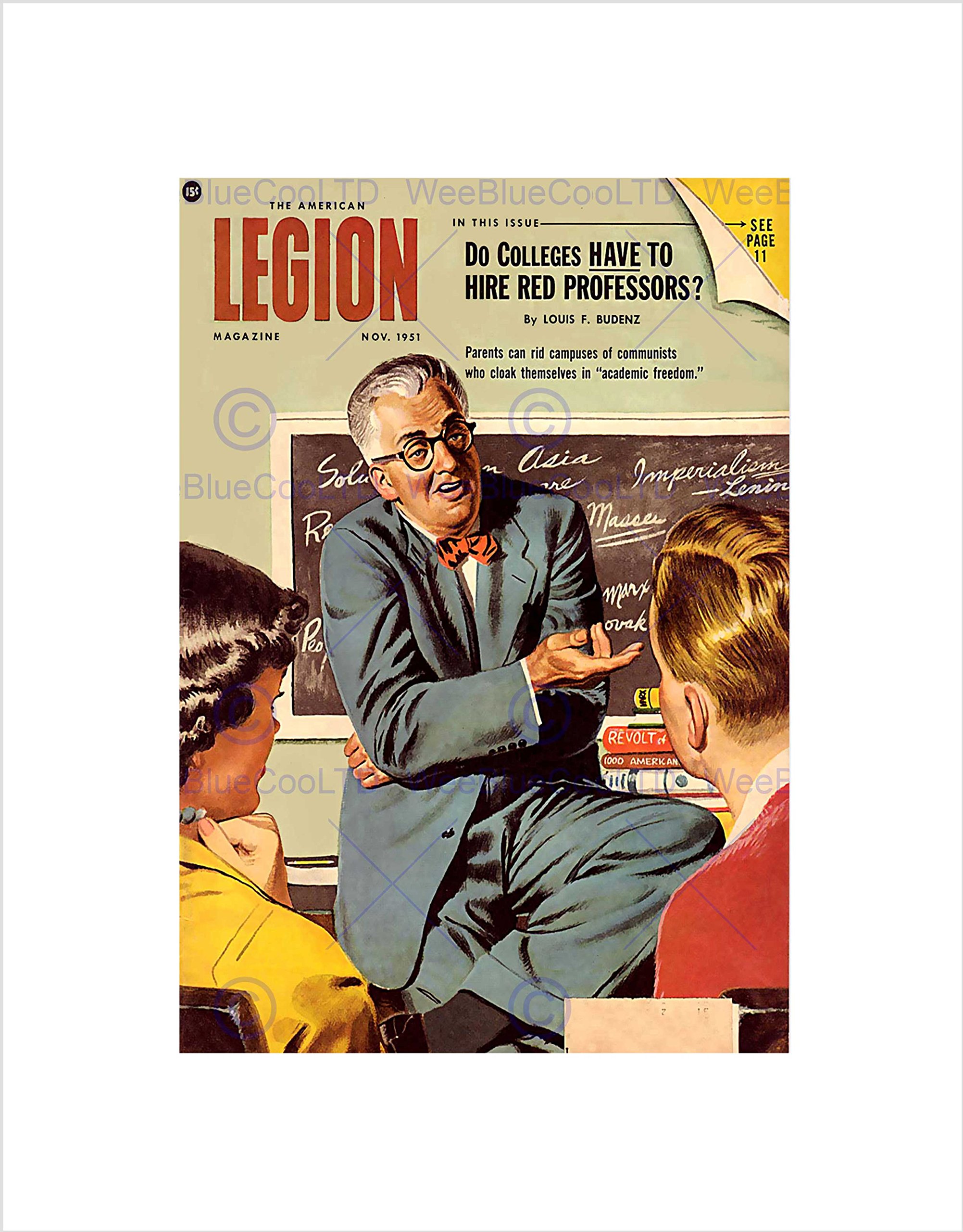 Wee Blue Coo Magazine Cover 1951 American Legion Communist Professors Wall Art Print