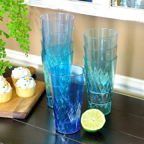 Miniatura 4 de Youngever Paquete de 9 vasos de plástico de 24 onzas, vasos de plástico, vasos para beber, vasos de bebidas inastillables, 9 colores, reutilizables,