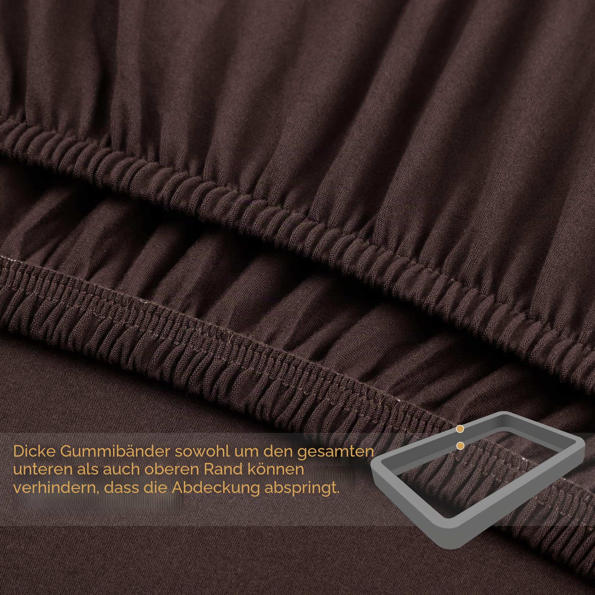 PiccoCasa Boxspring-Bezug, dehnbarer Stoff, 4 Seiten, Bettrock knitterfrei, für Zuhause, elastischer Matratzenbezug, passend für Matratzen bis zu 35,6 cm, Braun