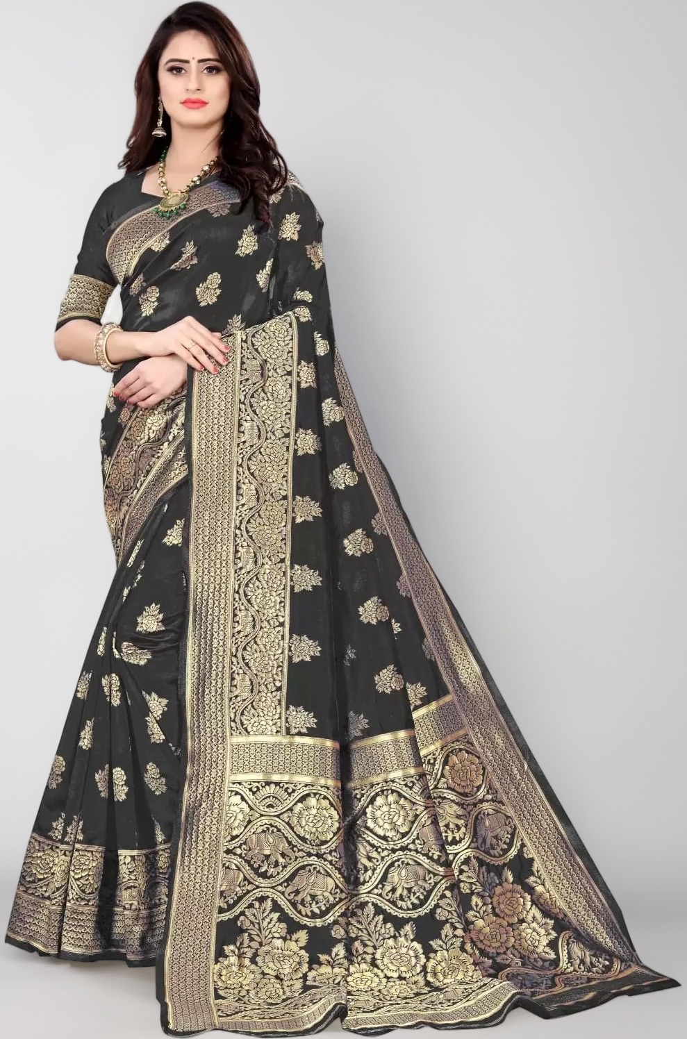- Women's Banarasi Saree Pure Kanjivaram Silk Saree Soft new ladies 2023 Design Wear Pattu Sarees Latest Cotton Party Sari collections With Blouse Piece for Wedding sadi (PARI 63 NEW WINE)