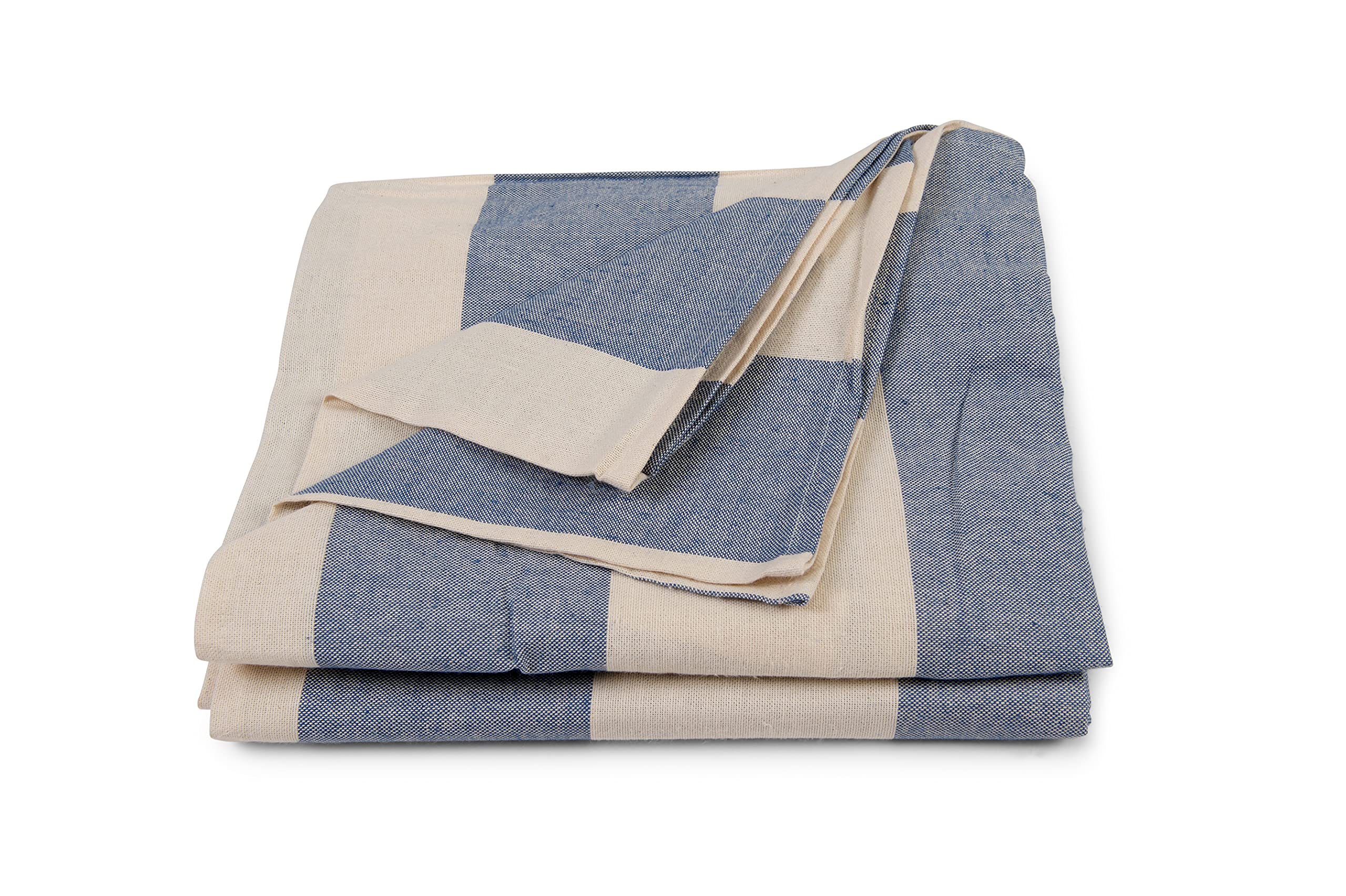HomeLife - Telo Copridivano Copritutto Copriletto Matrimoniale Cotone Panama | Made in Italy | Telo Arredo Granfoulard Gran Foulard Traspirante Primavera Estate 260x280 cm | Righe Grandi - Blu Scuro