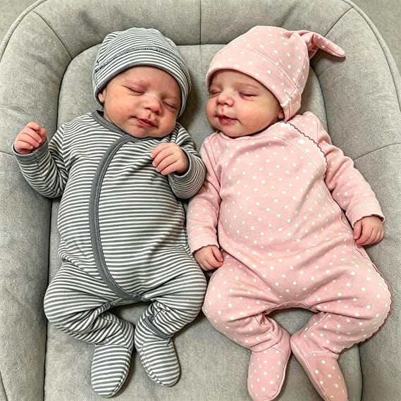 Anano Reborn Twins Boy and Girl 18 in Reborn Baby Dolls Vinyl Full Body, Realistic Baby Doll, Full Vinyl Babys Doll, Lifelike Newborn Babies Real Life Babys Dolls Washable