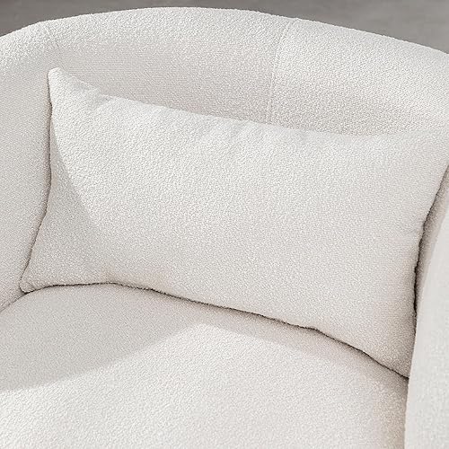 Miniatura 6 de KINWELL Juego de 2 sillas giratorias de barril Boucle de 34 pulgadas de ancho, sin montaje, sillones tapizados redondos, sillas decorativas, sofá