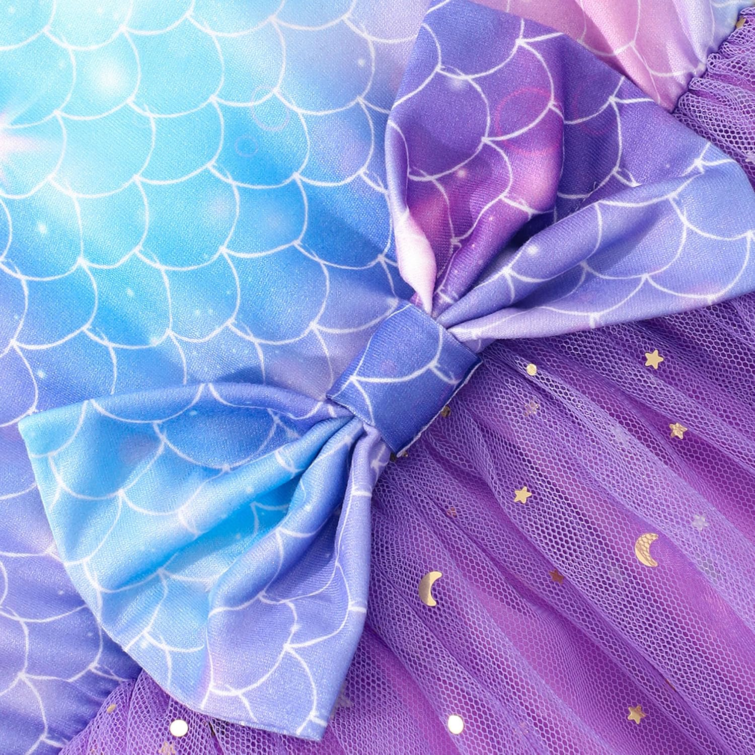 Toddler Baby Girls Tulle Dresses Crewneck Ruffle Sleeve Casual Tutu Mermaid Birthday Party Purple Dress for 3T - Image 4