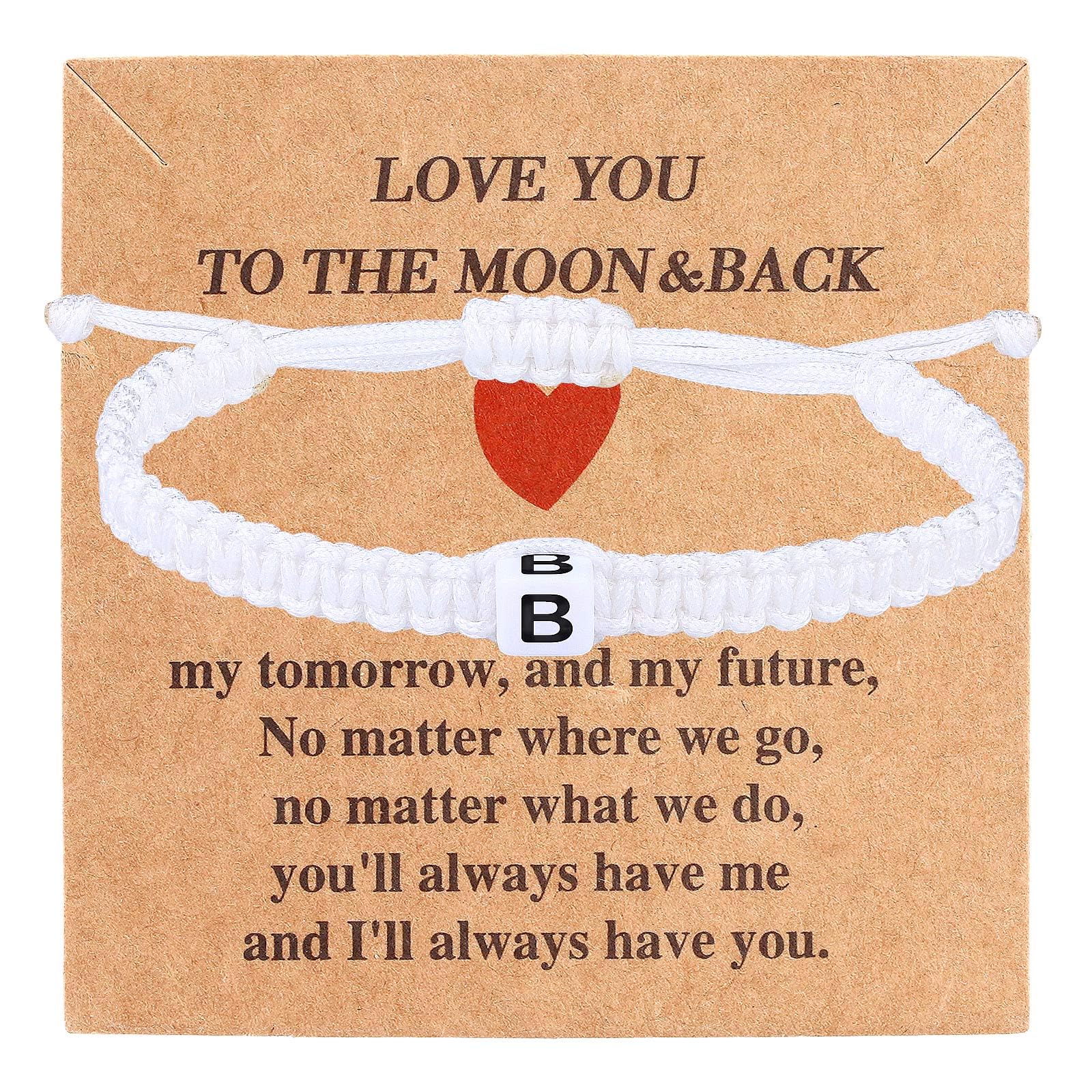 Valentines Day Gifts for Him Her Heart Love Letter Initial Matching Couple Bracelets for Women Men Teen Gifts Best Friend Graduation Birthday Gifts A-Z Braided Bracelet Son Daughter Dad Jewelry
