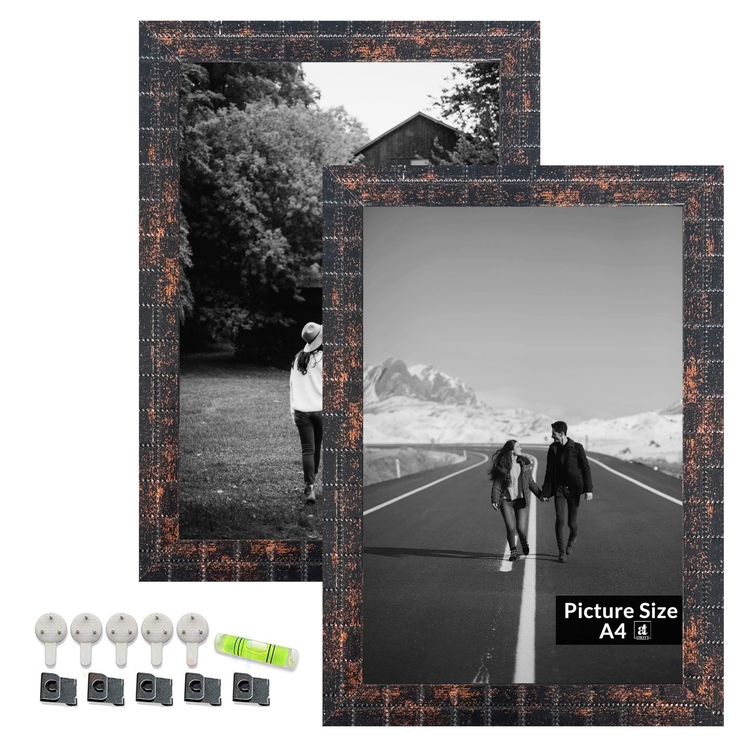 Art Street Set of 2 Engineered Wood Square Designed Brown and Black Photo Frame Table, Wall Mount Home Decor, Office, Bedroom, Living Room, Wall Decorative Size A4 (8x12 inch) (B0D66PKYKV) Amazon Price History, Amazon Price Tracker