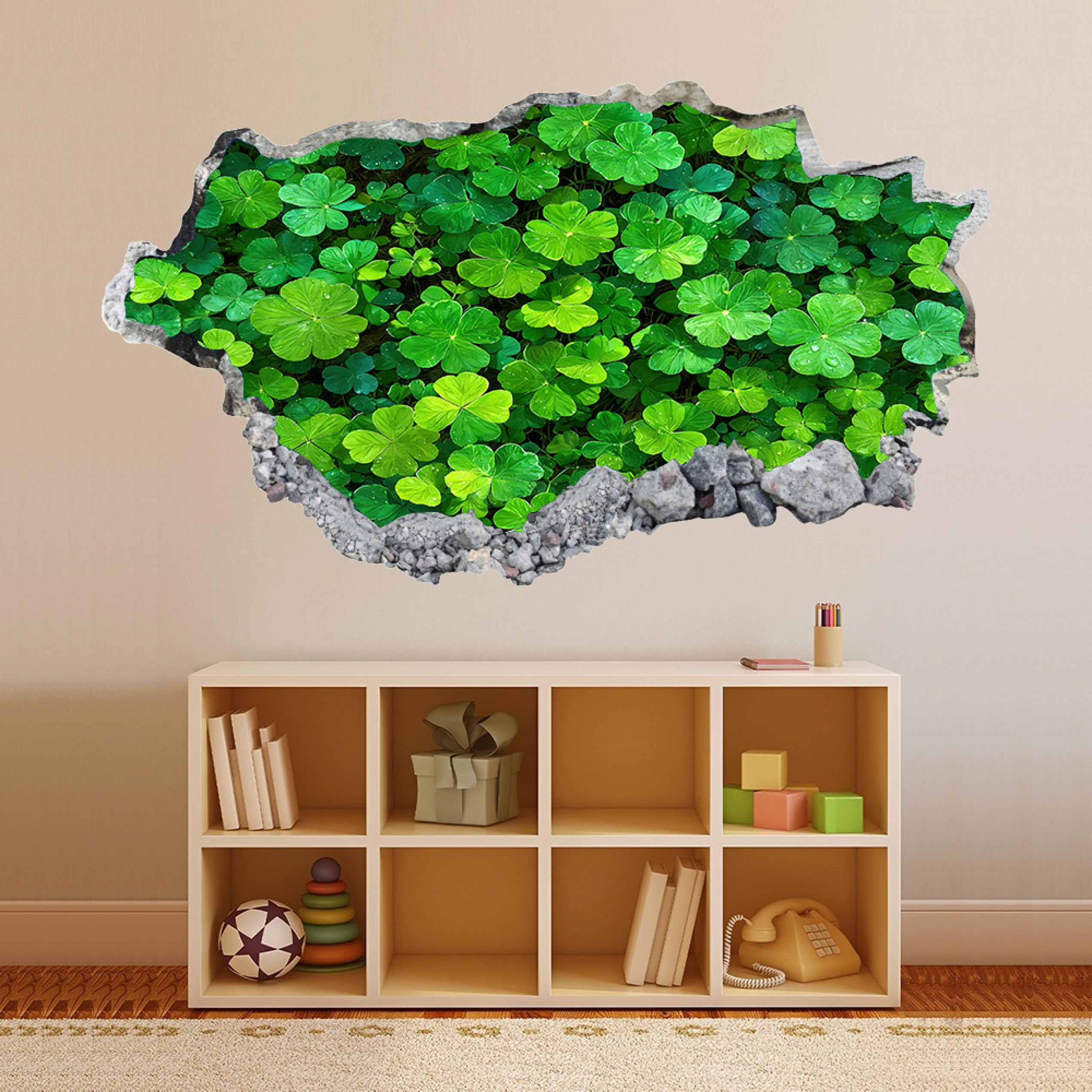 Wandtattoo 3D Wandaufkleber Grünes Pflanzengras Wandsticker Wanddeko Wandbilder für Wohnzimmer Schlafzimmer Badezimmer Flur Küche Möbel Aufkleber 58x101cm