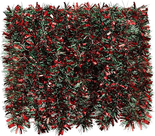 Miniatura 2 de BBTO 6 guirnaldas de oropel de Navidad de 39.4 pies para decoración de árbol de Navidad, corona de oropel con purpurina metálica gruesa para hogar,