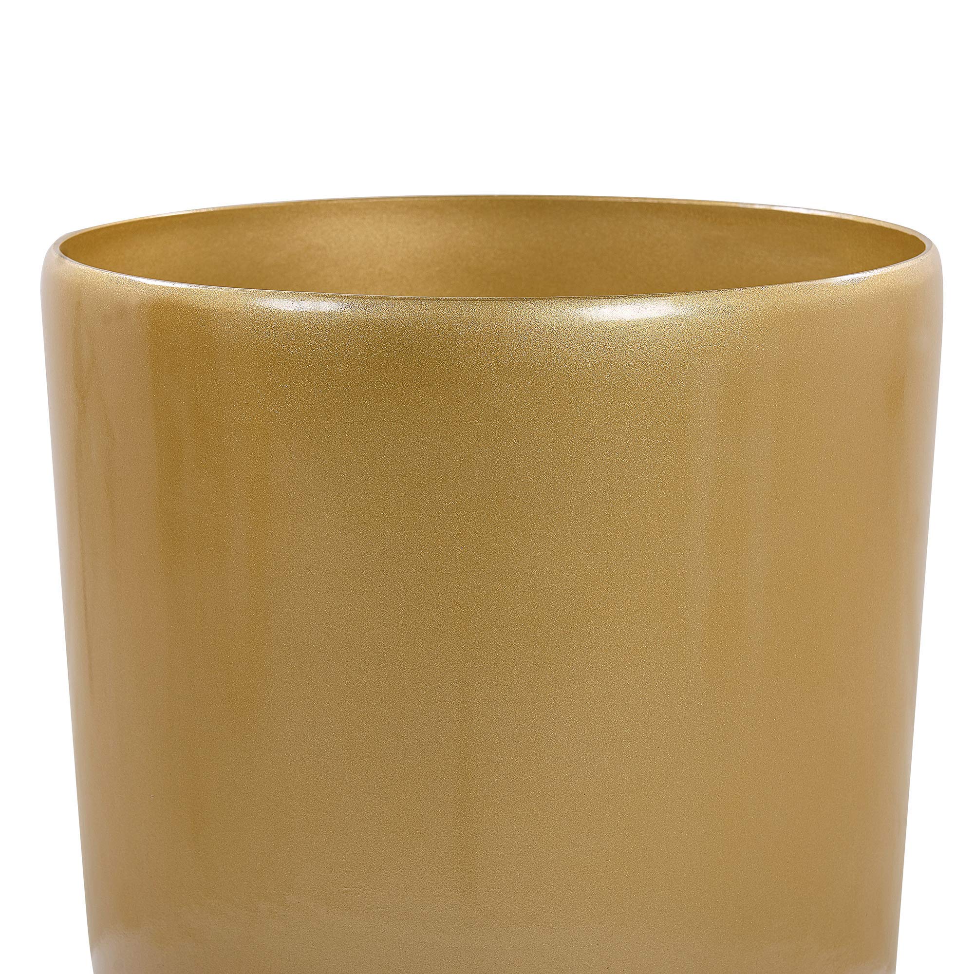 Beliani Haut Pot de Fleurs Cache-Pot Rond 32 cm de Diamètre en Mélange de Pierre Doré Idéal pour Extérieur et Intérieur Glamour Chic et Moderne