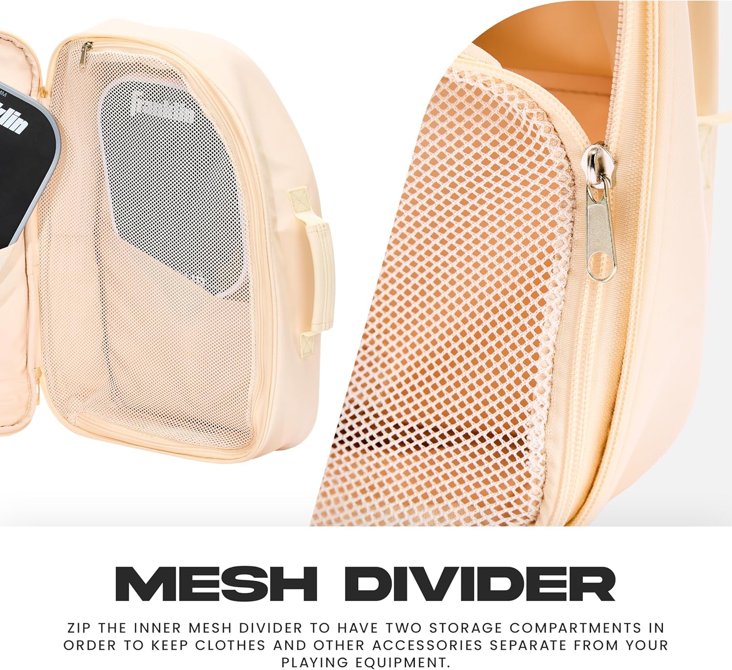 Franklin Sports Parker Pickleball Paddle Bag - (2) Paddle Bag for Pickleball Gear + Equipment - Compact with Shoulder Strap - Vanilla - Image 4