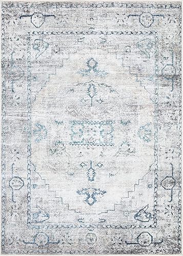 Miniatura 3 de Bloom Rugs Alfombra tradicional lavable antideslizante de 3 x 5 pies, color verde azuladobeige para sala de estar, dormitorio, comedor y cocina,