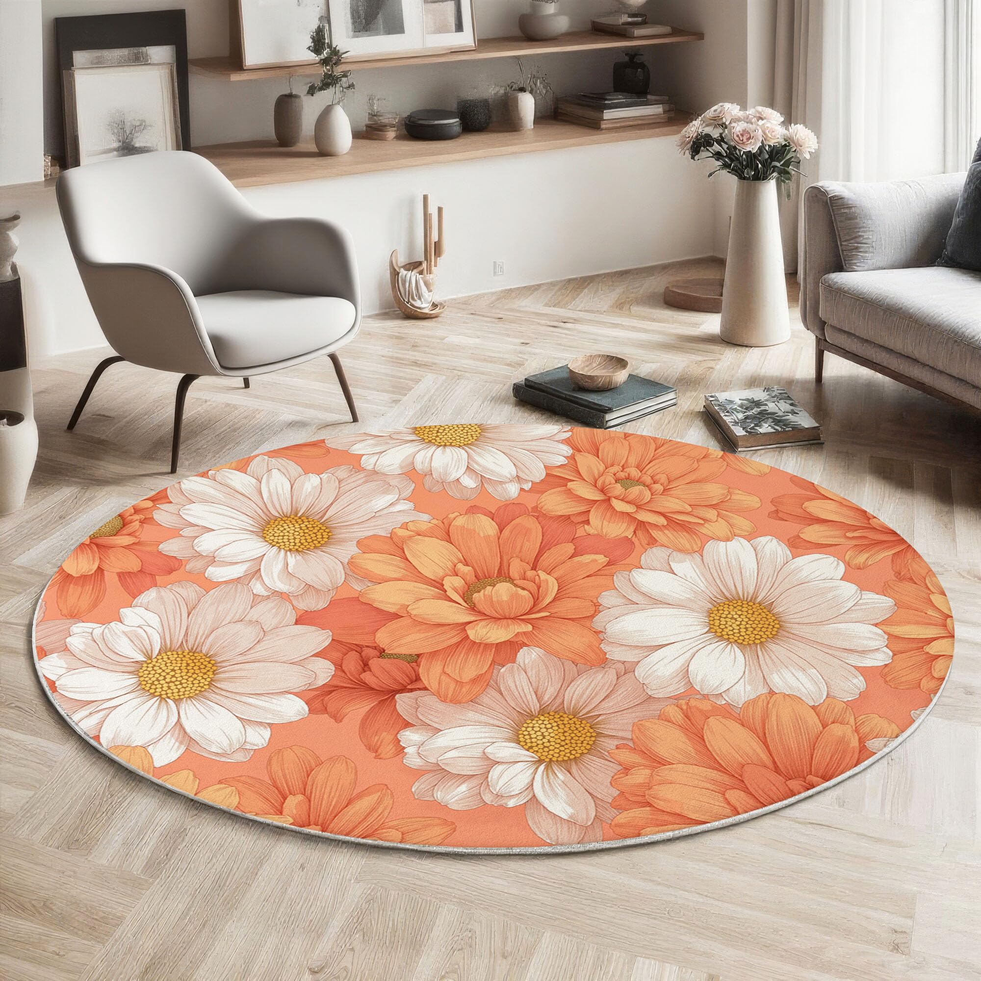 Tapis rond chambre enfant 100cm tapis salon poils courts lavable
