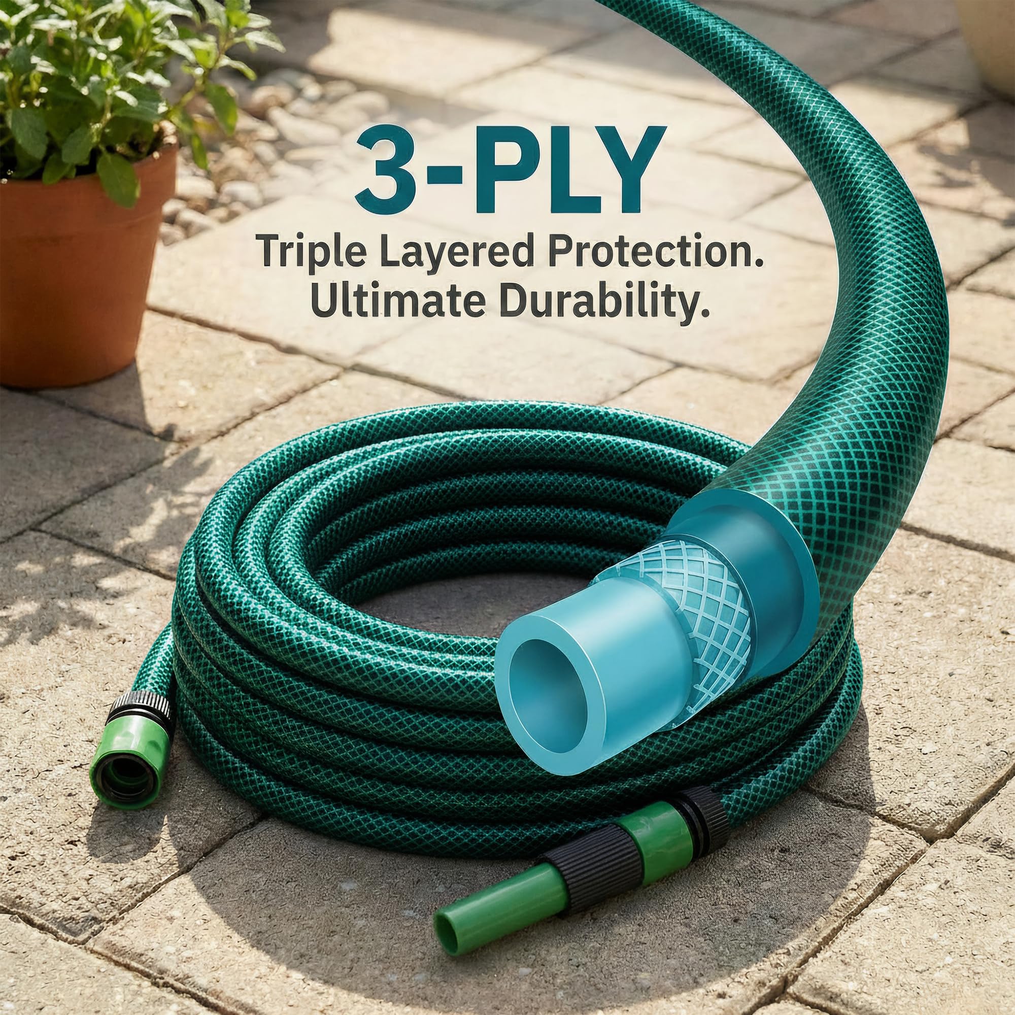 Darnassus Manguera Corta De PVC Para Jardín Con Conector Rápido De Plástico | 30M Sin Fugas Y Sin Torceduras, Manguera De Entrada De 12 mm De Diámetro Interior Para Lavadoras, Autocaravanas Y Caravanas