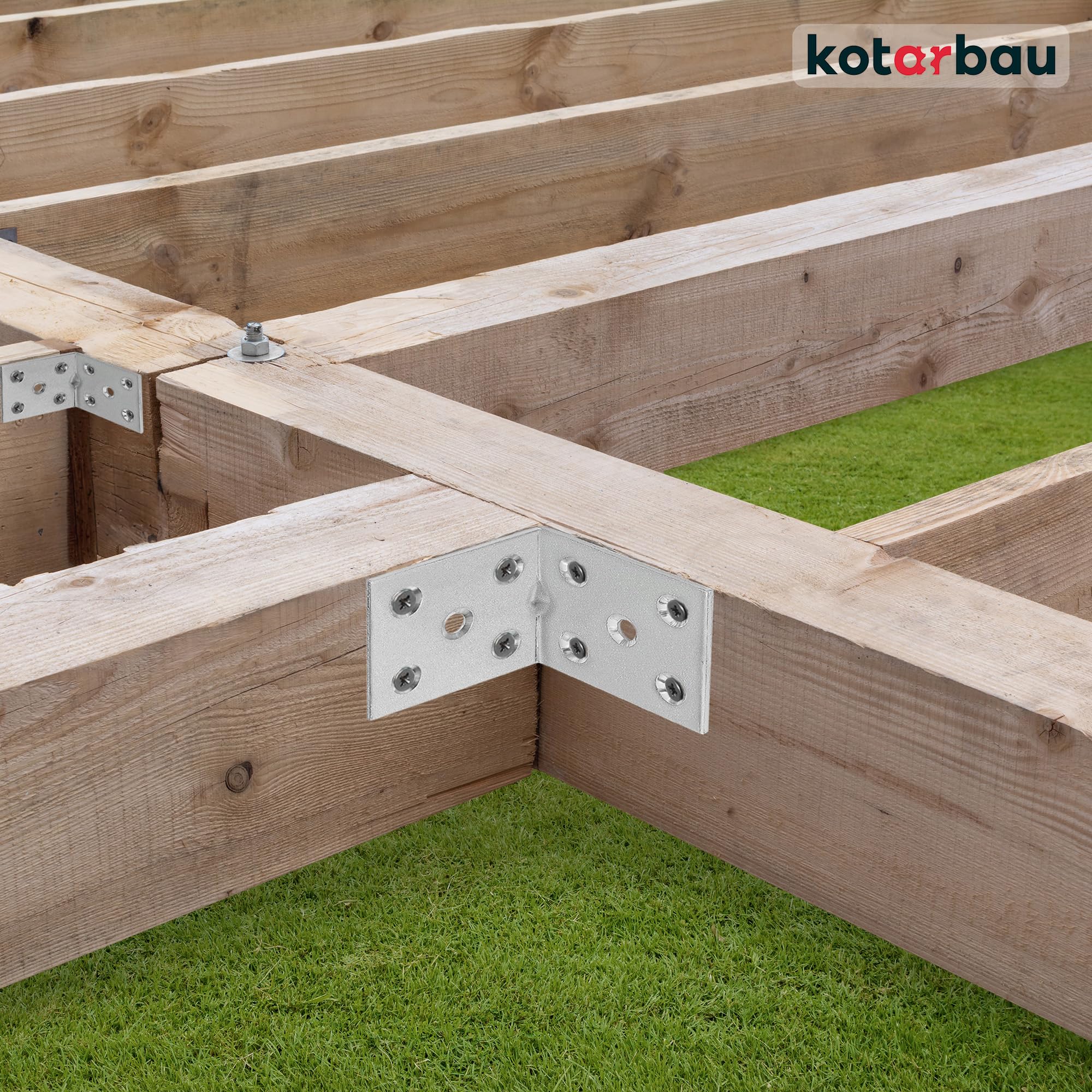 KOTARBAU Winkelverbinder 50 x 50 x 40 x 2 mm mit Sicke Verzinkt Stahl Bauwinkel Montagelöcher Möbelverbinder Schwerlast Holzverbinder Montagewinkel (100)