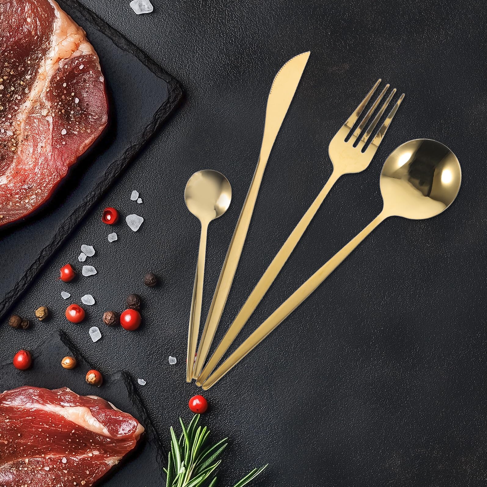 6 set Posate Acciaio Resistenti Vintage per Bistecca e Buffet Posate Western Food con Manici Ergonomici e Design Moderno per Occasioni Speciali