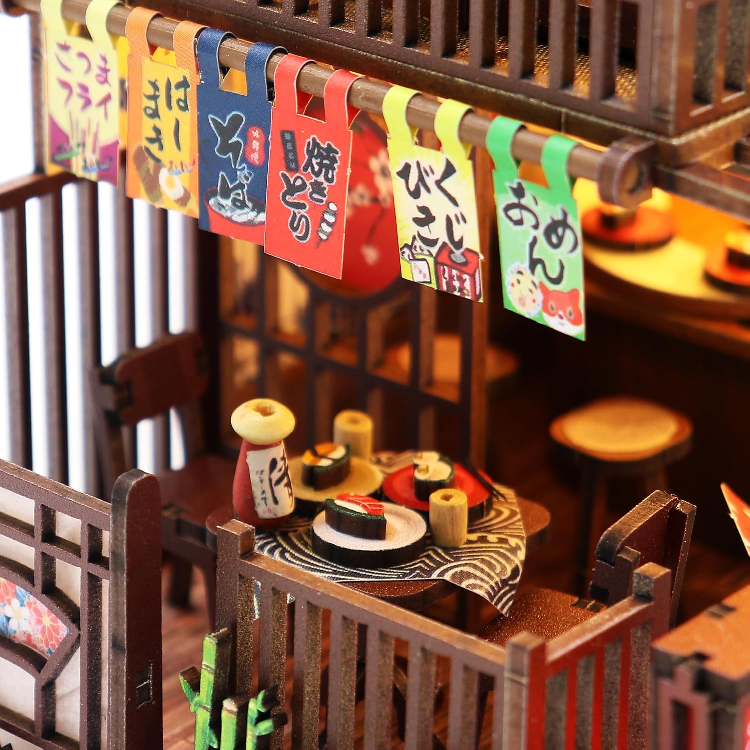 MAGQOO DIY Miniature Dollhouse Kit DIY Miniature House Kit Tiny Mini House Kits with Furniture 1:24 Scale 3D Puzzles(Sushi House) image 5