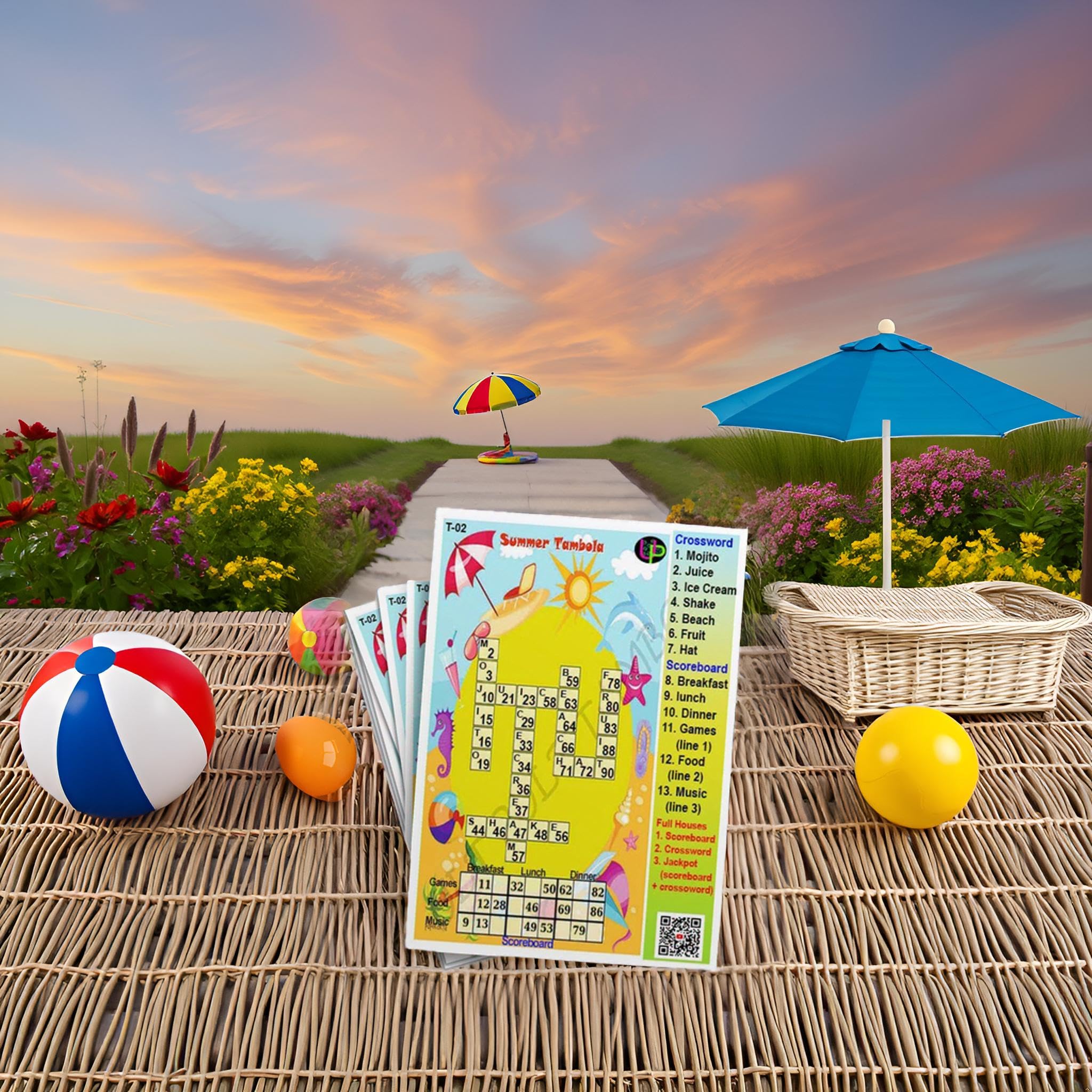 UltPult Tambola Summer Crossword Theme Tambola Tickets - More Dividends | English | Bingo Housie Game Cards for Kitty Party, Friends & Family Gatherings (Set of 15 Tickets) 1