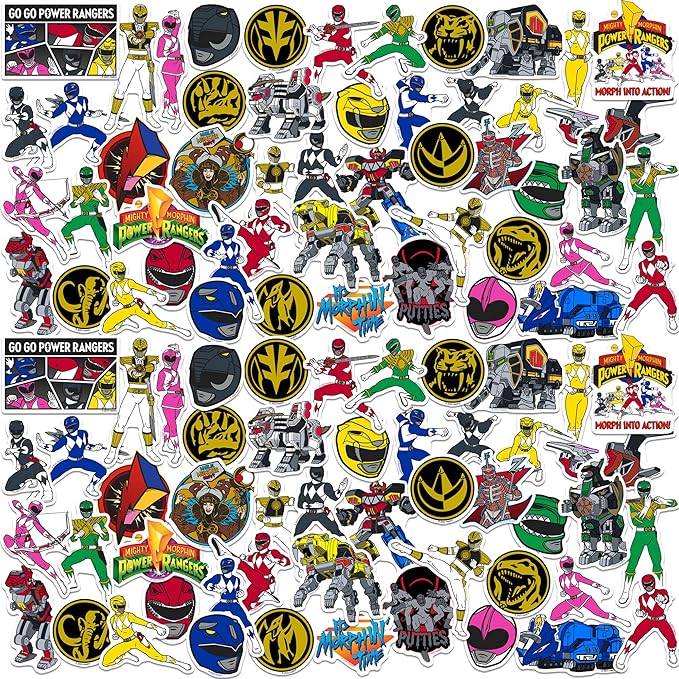 Amazon.com: Power Rangers Mighty Morphin' Vinyl Large Deluxe Stickers ...