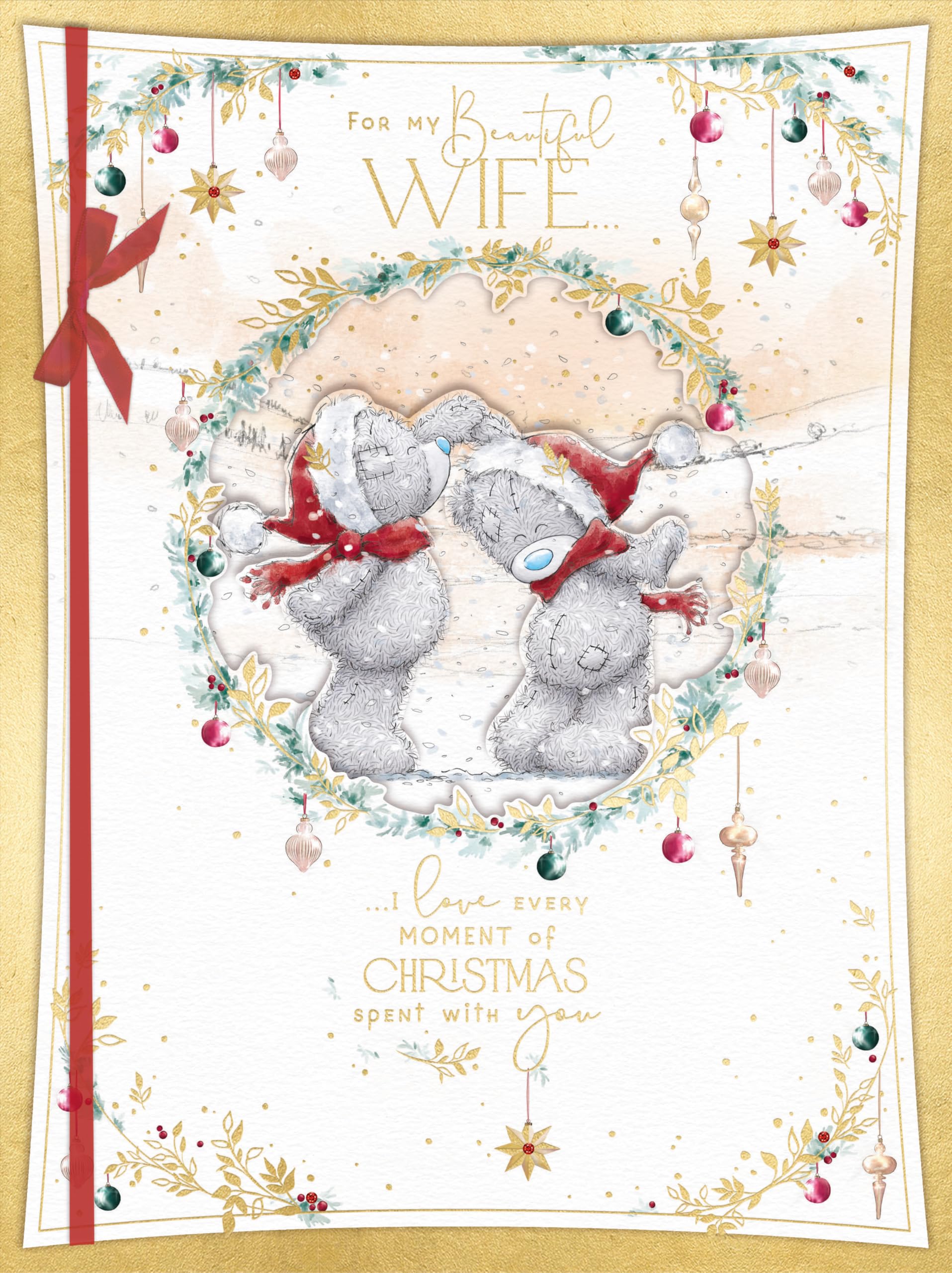 Me To You Luxury Boxed Christmas Card For My Wonderful Wife, Tatty Teddy Bears Dancing Together In The Snow 12 X 9 Inches - Official Collection
