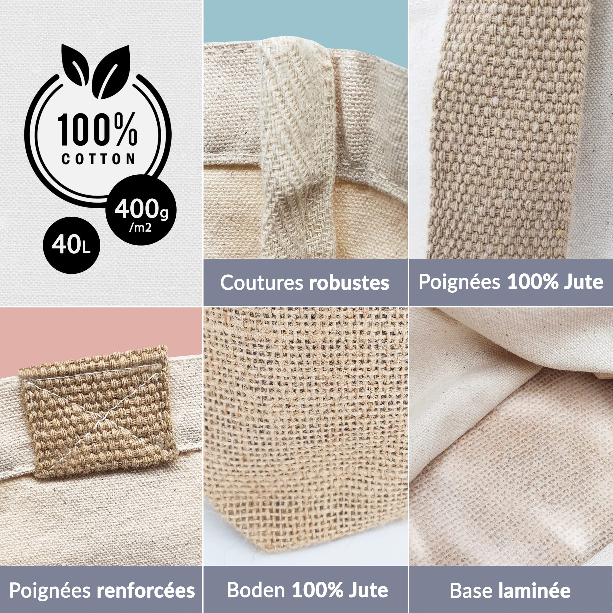 Sac de Plage Femme XXL Familiale - Sac Cabas Femme Toile Grand Format en Coton - Beach Bag - Panier Plage