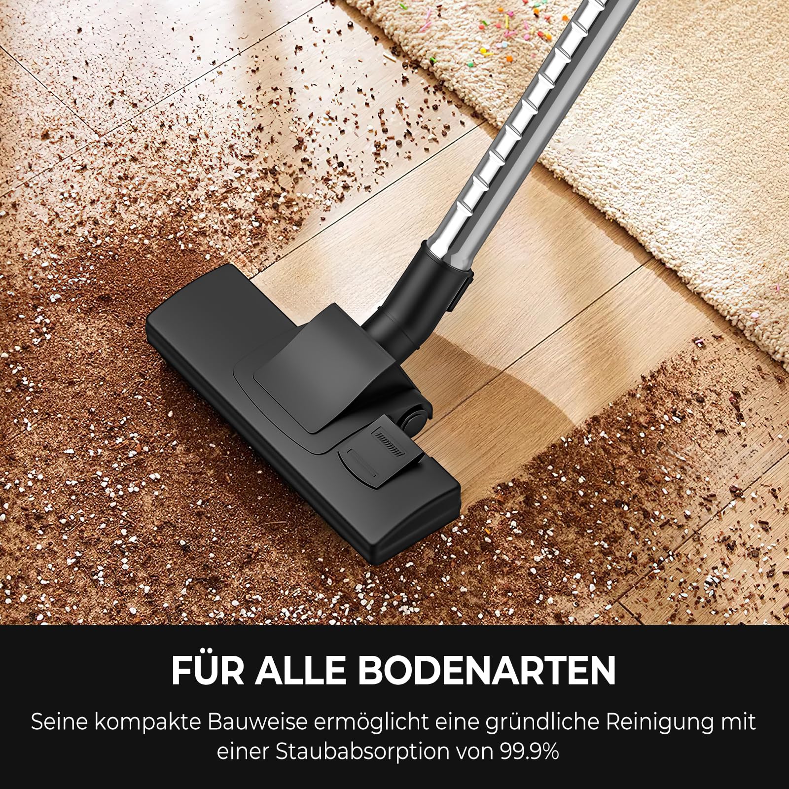 Beutelloser Staubsauger 3300W mit Zyklon-Technologie, 3L Staubbehälter & 5m Kabel, Starke Saugleistung Bodenstaubsauger für Tierhaare, Hartböden & Teppiche, Waschbarer Filter, Geräuscharm (E)