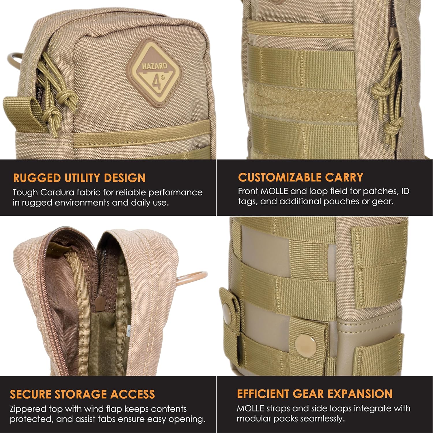 HAZARD 4 Broadside: Large Utility Pouch with Molle, 9 X 5-Inch - Coyote - Image 5