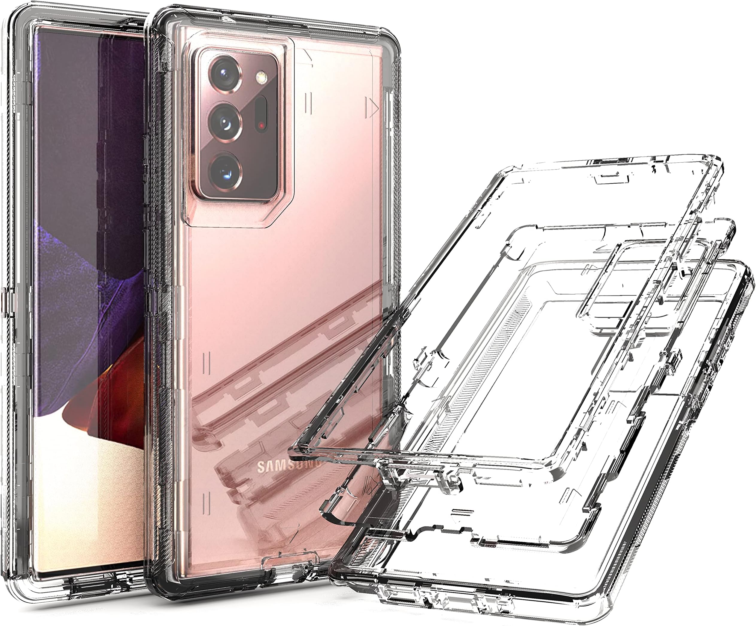 YmhxcY Galaxy Note 20 Ultra Case - 3 Layer Drop Protection, Shockproof, Clear Silicone Cover - Crystal Clear