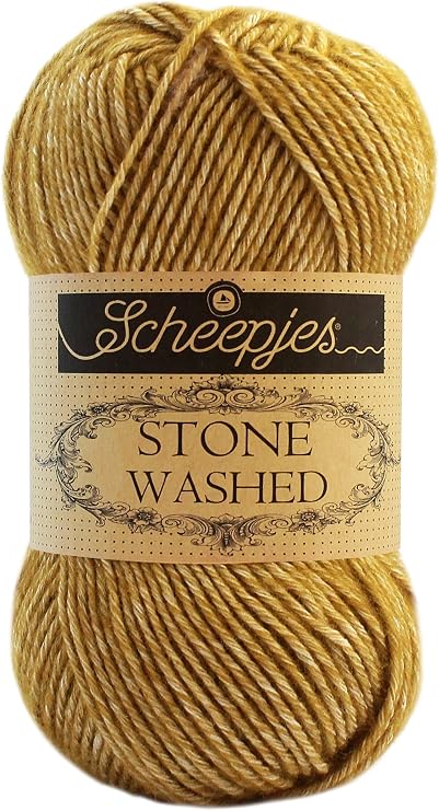 Scheepjes Stone Wasched Garn – Enstatite (832), 50 G, 130 M, 78% Baumwolle, 22% Acryl, Sportgewicht