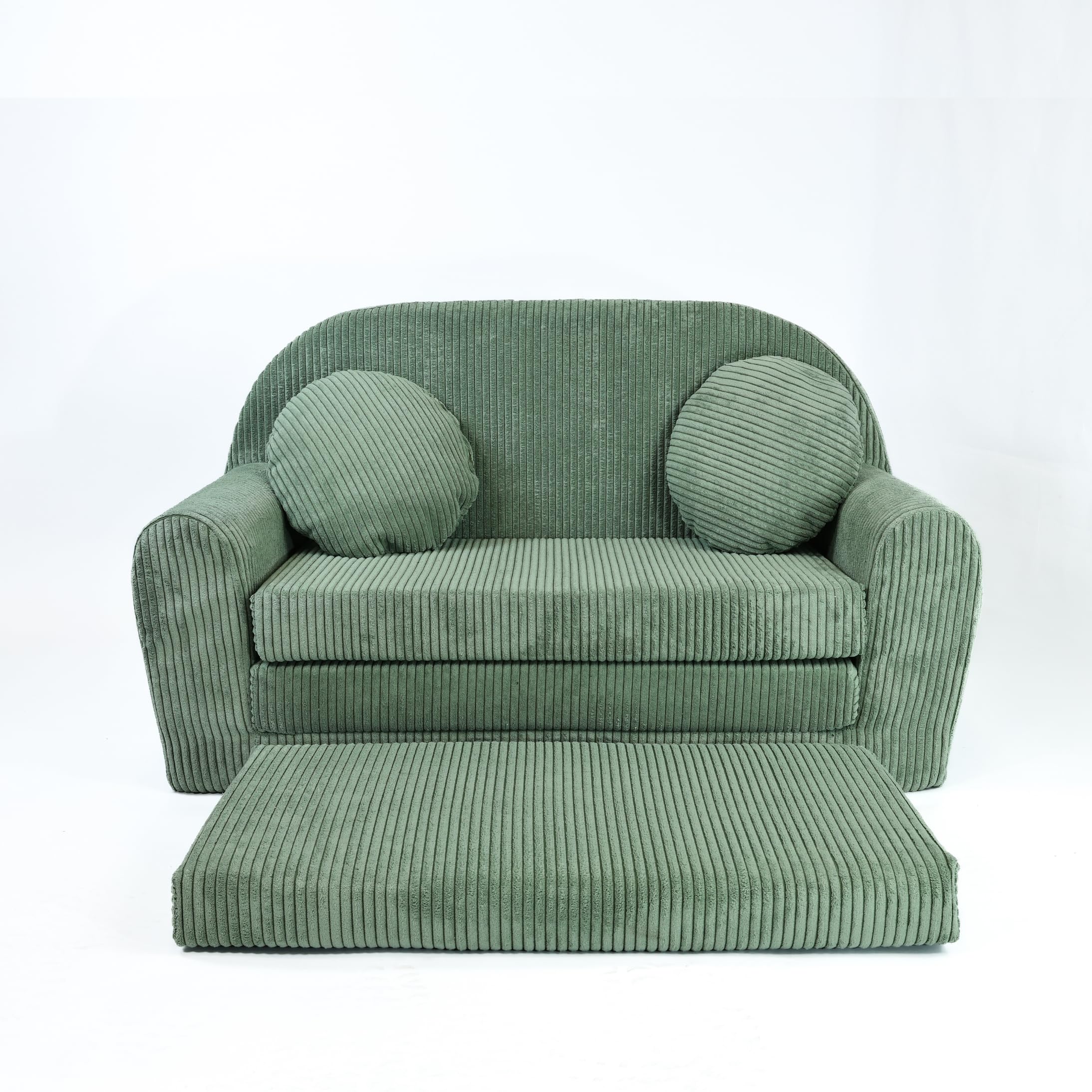 FORTISLINE Kindersofa XXL ausklappbar 96x57x48 cm - Kindercouch aus Cord mit Liegefläche 165 cm, Kinderzimmer Sofa mit 2 Kissen, Abnehmbarer waschbarer Bezug, Oeko-TEX Standard 100
