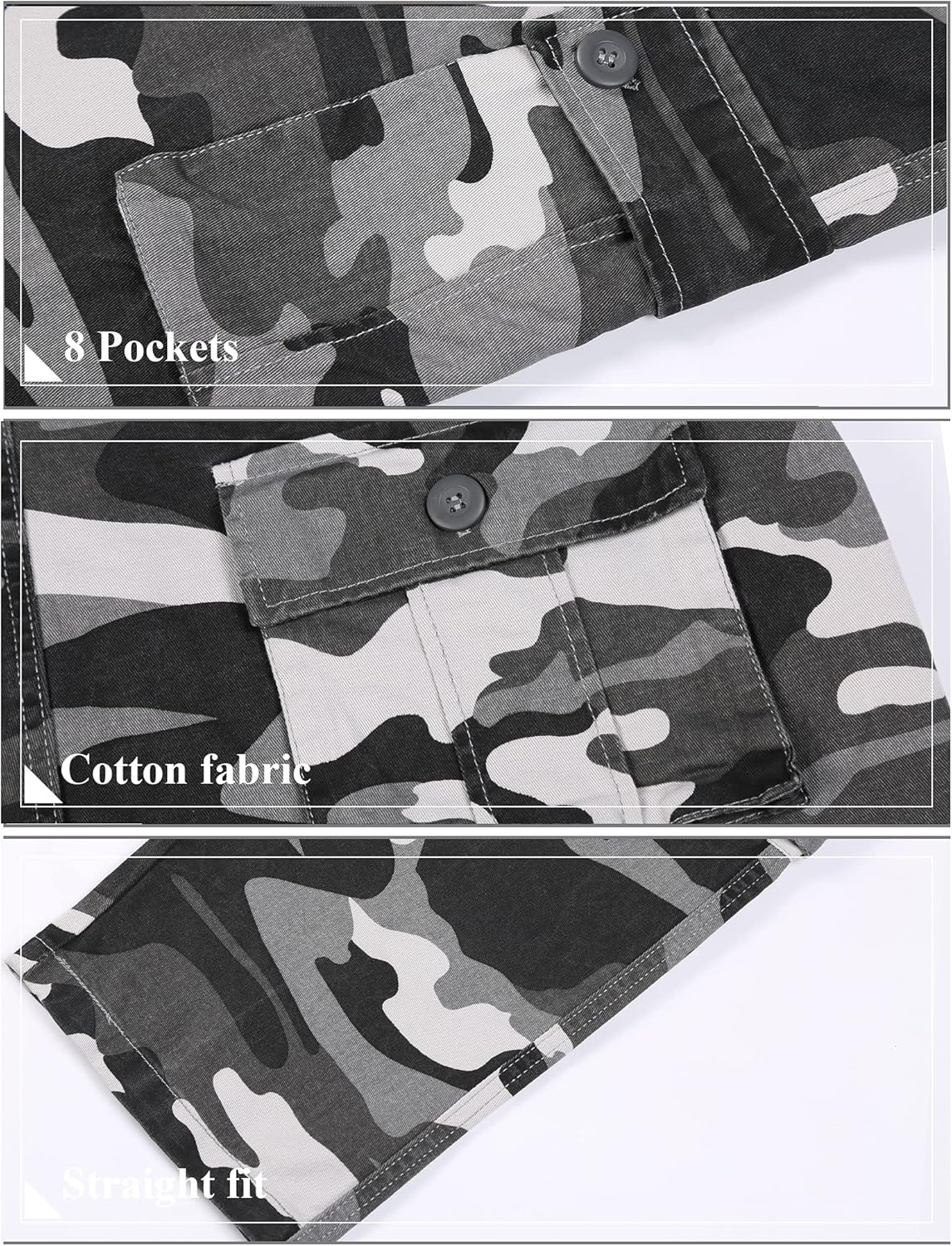 BOJIN Men's Cargo Pants Casual Military Army Camo Relaxed Fit Cotton Combat Camouflage Cargo Work Pants with 8 Pockets - Image 4