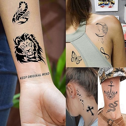 Miniatura 2 de EGMBGM 6 hojas de tatuajes temporales de flores sexys en 3D para mujeres y niñas, tinta negra, tatuajes tribales de rosas grandes, calcomanías