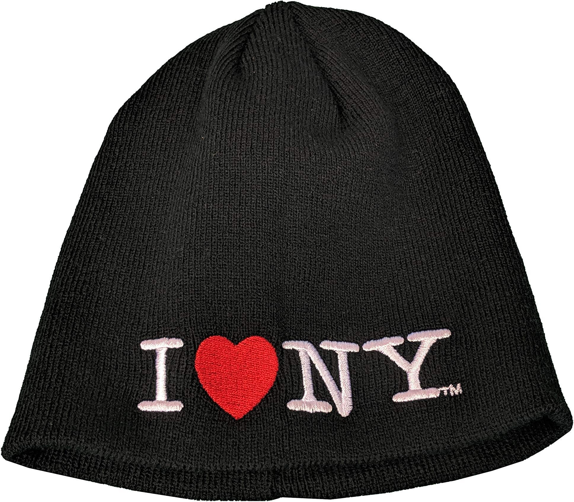 I Love NY No Fold Heart Winter Hat Beanie Skull Cap Officially Licensed Black