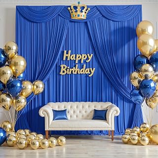 20ftx10ft Wrinkle Free Royal Blue Backdrop Curtains for Party Background, 4 Panels Silky Polyester Photo Backdrop Drapes 4 Panels Back Drop Cloth for Wedding Birthday Photography Baby Shower Decor